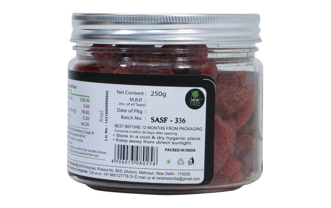 New Tree Berry Bites Dried Strawberry   Glass Jar  250 grams